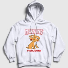 Presmono Unisex Beyaz Houdini Melvins Kapüşonlu Sweatshirt