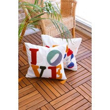 MELINA Home Deco MELINA Home Deco, Dekoratif, Punch Love Işlemeli, Kırlent Yastık Kılıfı - 43X43CM