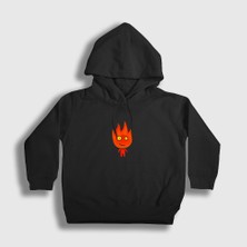 Presmono Unisex Çocuk Siyah Ateş ve Su Oyun Fireboy Sevgili Kapüşonlu Sweatshirt