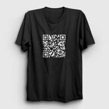 Presmono Unisex Siyah Qr Code Meme Rick Astley T-Shirt