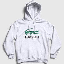 Presmono Unisex Beyaz Crocodile Timsah Timsahlı Lowcost Kapüşonlu Sweatshirt