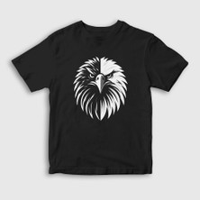 Presmono Unisex Çocuk Siyah Kartal Kafası Kartallı Siyah Beyaz Hediye T-Shirt