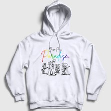 Presmono Unisex Beyaz Paradise Coldplay Kapüşonlu Sweatshirt