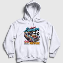 Presmono Unisex Beyaz Speed Demon Araba Yarışı Otomobil Kapüşonlu Sweatshirt