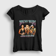 Presmono Kadın Siyah Poster Müzik Bruno Mars T-Shirt