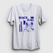 Presmono  Beyaz Nervous Breakdown Black Flag T-Shirt