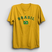 Presmono  Sarı Brasil Brazil Brezilya Bayrağı T-Shirt