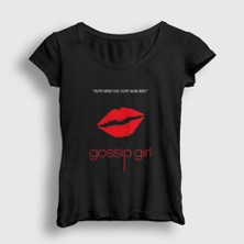 Presmono Kadın Siyah Nobody Dizi Gossip Girl T-Shirt