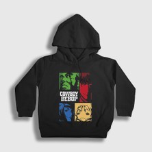 Presmono Unisex Çocuk Siyah Crew Anime Cowboy Bebop Kapüşonlu Sweatshirt