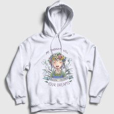 Presmono Unisex Beyaz Basils Hope Anime Omori Kapüşonlu Sweatshirt