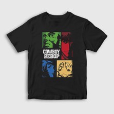 Presmono  Çocuk Siyah Crew Anime Cowboy Bebop T-Shirt