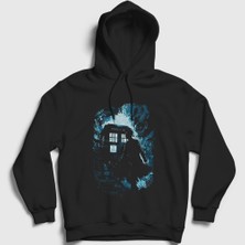 Presmono Unisex Siyah Time Tardis Doktor Dr Doctor Who Kapüşonlu Sweatshirt