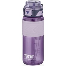 TKK T1019 Tkk Silikon Tutma Gövde Tritan Pipetli Matara 600ML  Mor