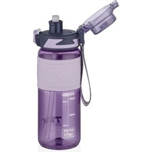 TKK T1019 Tkk Silikon Tutma Gövde Tritan Pipetli Matara 600ML  Mor