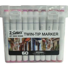 Colorss Tmn 593078 Z-Colors Art Draw Desıng Çift Uçlu Marker Saplı Pvc Kutu 60 Renk