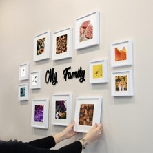 Tekno Trust My Family Yazılı Yapışkanlı Sök-Tak Paspartulu Beyaz Kare Fotoğraf Çerçevesi - 12'li Paket
