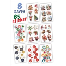 İstisna Yılbaşı Sticker Book 85 Adet 8 Sayfa Yeni Yıl Çam Ağacı Noel Baba Mutlu Yıllar Yılbaşı Sticker