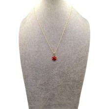 Han Ticarethane Altın Renk Sedefli Kırmızı Kar Tanesi Kolye