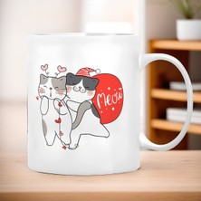 Eshamper Aşık Kediler Temalı Romantik Kupa Bardak - 1 Adet Büyük Boy 300 ml