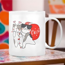 Eshamper Aşık Kediler Temalı Romantik Kupa Bardak - 1 Adet Büyük Boy 300 ml