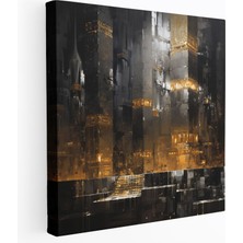 Painted Anarchy Kabe Kanvas Tablo - Metalik Altın Desenli Soyut Temsil - Kabe, Duvar Tablosu, Metalik Altın Desenli Kanvas Tablo, 100X100