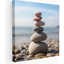 Painted Anarchy Zen Çakıl Taşları Duvar Tablosu - Zen, Kanvas Tablo, Duvar Sanatı, Denge, 30X30