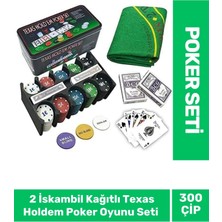 Profesyonel Blackjack 300 Poker Çipli 2 Iskambil Kağıtlı Texas Holdem Casino Metal Poker Oyunu Seti