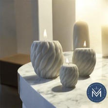 Melusina Candle Dekoratif Büyük 3'lü Örgü / Burgu Model Mum - Kokulu Vegan Soya Wax Mumu