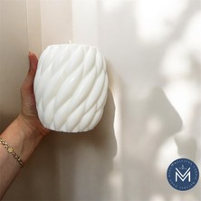 Melusina Candle Dekoratif Büyük 3'lü Örgü / Burgu Model Mum - Kokulu Vegan Soya Wax Mumu