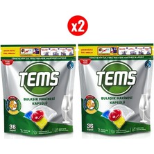 Tems 4 Etkili Bulaşık Makinesi Kapsül Deterjanı 112'Lı ( 2x 56'Lı Paket)