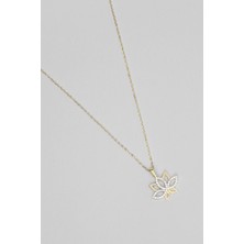So CHIC Lotus Işıltısı 18 Ayar Sarı Altın Kaplama 46 cm Gümüş Kolye

