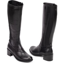 TwoEgoist Kadın  Deri Ekstra Geniş Konçlu 5cm Topuklu Çizme