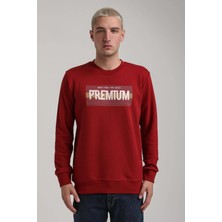 New World Polo Bisiklet Yaka Bordo Slim Fit Sweatshirt 24FWM60174