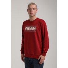 New World Polo Bisiklet Yaka Bordo Slim Fit Sweatshirt 24FWM60174