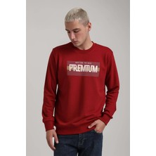 New World Polo Bisiklet Yaka Bordo Slim Fit Sweatshirt 24FWM60174