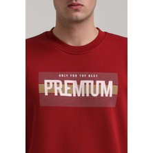 New World Polo Bisiklet Yaka Bordo Slim Fit Sweatshirt 24FWM60174