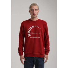 New World Polo Bisiklet Yaka Bordo Slim Fit Sweatshirt 24FWM60172