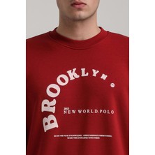 New World Polo Bisiklet Yaka Bordo Slim Fit Sweatshirt 24FWM60172