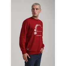 New World Polo Bisiklet Yaka Bordo Slim Fit Sweatshirt 24FWM60172