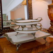 Nazik Home Sierra Eskitme Detaylı Kulplu Porselen Sunumluk Yuvarlak (29 Cm)