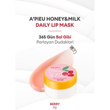 Bal ve Süt Özlü Besleyici ve Nemlendirici Dudak Maskesi A'PIEU Honey & Milk Daily Lip Mask (Berry)