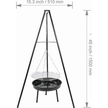 Somineco Paslanmaz Çelik Tripod Askılı Katlanır Kömür Barbekü Izgarası - Açık Hava Kullanımı Için Ideal 23020