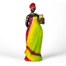 Tekno Trust Otantik Vazo Taşıyan Afrikalı Kadın Bordo-Yeşil 11X38X11 Cm.