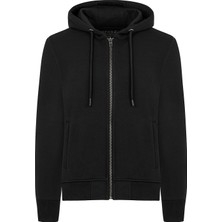 REMSA Erkek Premium Kumaş Üç Iplik Şardonlu Kapşonlu Tek Üst Reu-01 Siyah