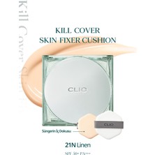 Gün Boyu Kalıcı Mat Cushion Fondöten CLIO Kill Cover Skin Fixer Cushion (21N Linen) SPF50+ PA+++