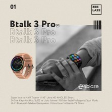 Btalk 3 Pro - Rose Pink Akıllı Saat, Zarif Ve Fonksiyonel, Uyku İzleme