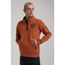 New World Polo Dik Yaka Kiremit Slim Fit Full-Zip Sweatshirt 24FWM64083