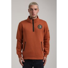 New World Polo Dik Yaka Kiremit Slim Fit Full-Zip Sweatshirt 24FWM64083