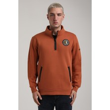 New World Polo Dik Yaka Kiremit Slim Fit Full-Zip Sweatshirt 24FWM64083