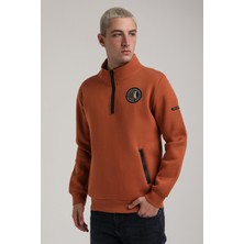 New World Polo Dik Yaka Kiremit Slim Fit Full-Zip Sweatshirt 24FWM64083